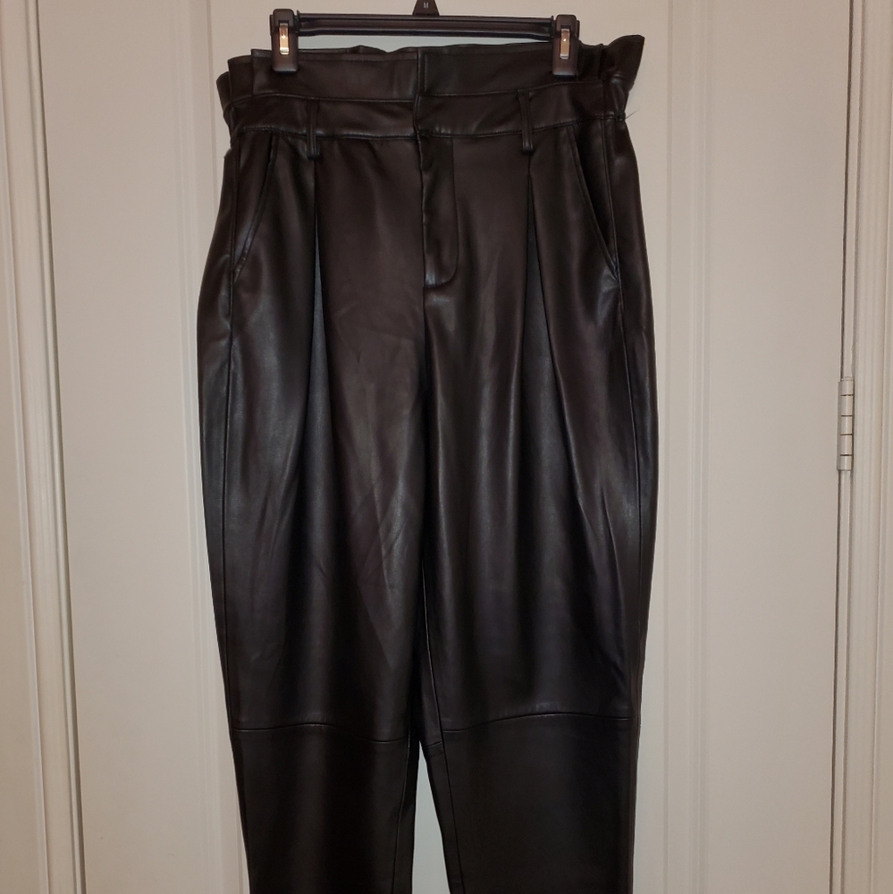 Blank NYC Black Faux Leather Paperbag Trousers